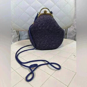 Vintage Purple And Gold Wicker Crossbody Purse